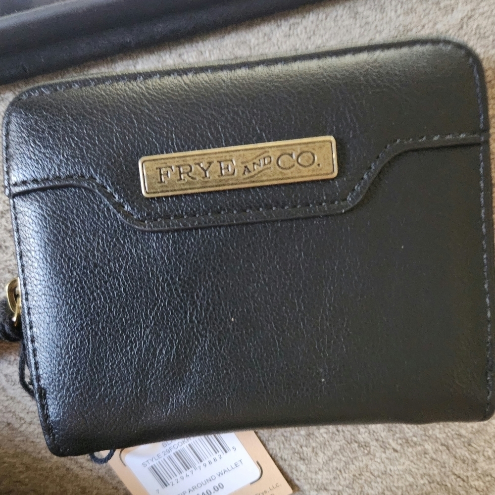FRYE AND CO. Black Wallet with Gold Logo